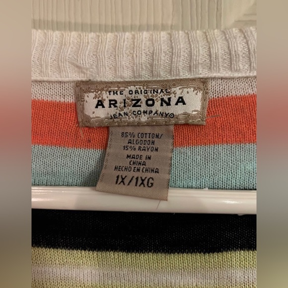 Arizona striped cardigan, button front, size 1X. Light weight, thin material - Picture 6 of 6